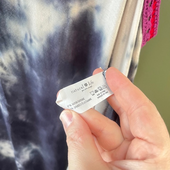 Natural Life Tie Dye Maxi Dress L XL Crochet Trim Tank Style - Picture 3 of 6